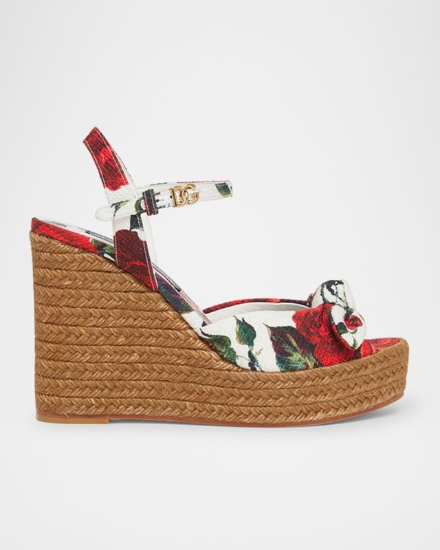 Lolita Floral Wedge Espadrille Sandals